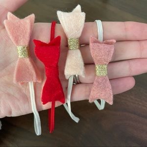 Set of 4 Felt Infant Bow Headbands